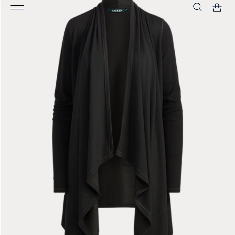 Ralph Lauren Open Draped Cardigan w/leather lining - Size XS